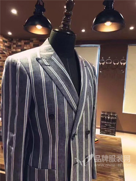 荷森男装2017秋冬小西装商务结婚条纹西服外套