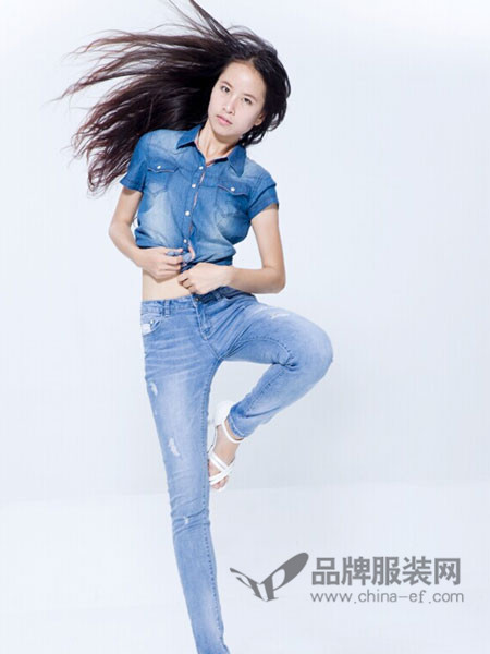 365+1牛仔复古牛仔短袖女韩版宽松口袋修身休闲衬衣
