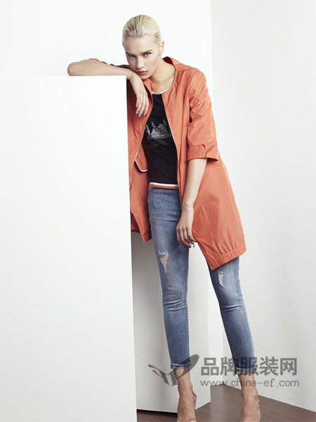 倪迩麦女装时尚休闲中长五分袖百搭风衣