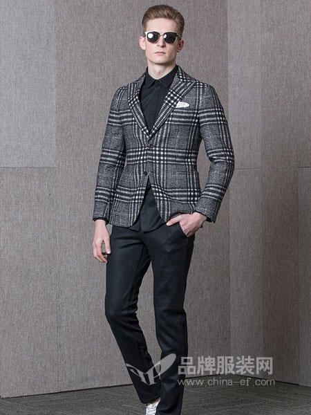 威斯康尼男装2018秋冬商务羊毛休闲上班西装灰色外套
