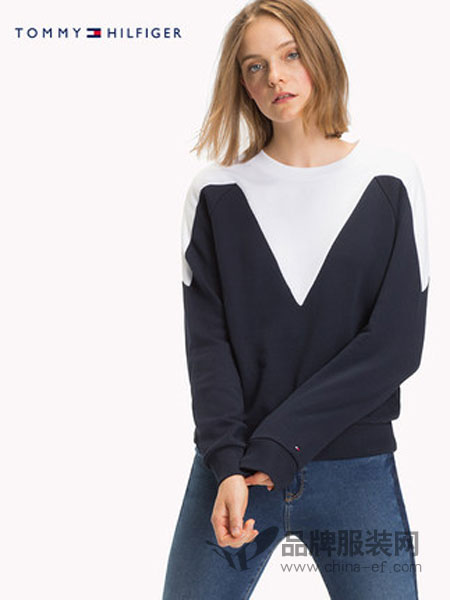 Tommy Hilfiger女装2018冬季拼接长袖卫衣