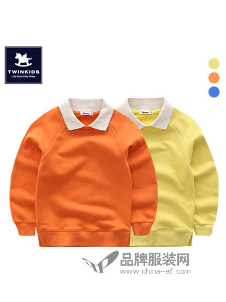 TWINKIDS童装2018秋冬翻领卫衣韩版儿童长袖T恤