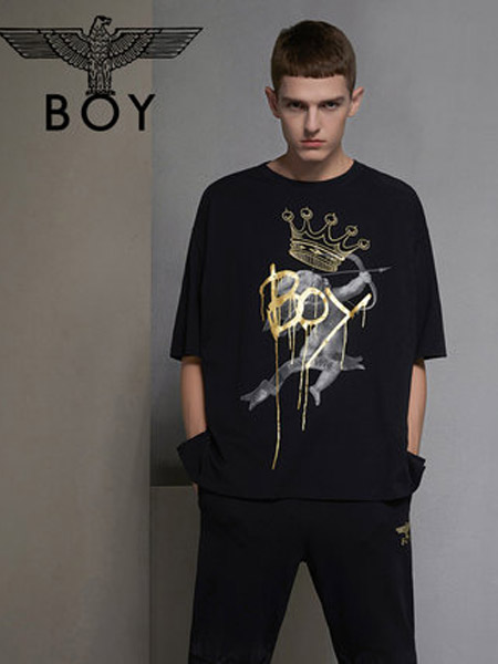 Boy London休闲品牌2019春夏新款韩版潮时尚宽松休闲百搭圆领印花短袖T恤