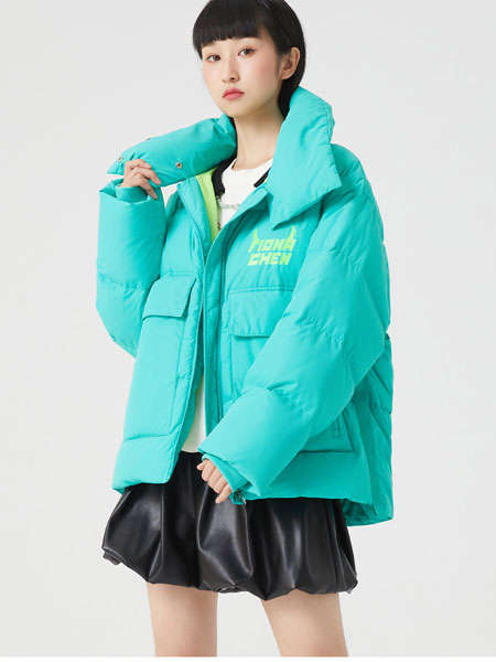 斐娜晨女装品牌2021冬季立领短款保暖羽绒服