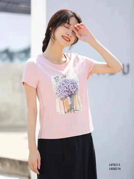 夺宝奇兵女装品牌2022春夏粉色韩版快时尚休闲百搭俏皮通勤风街头范短袖T恤