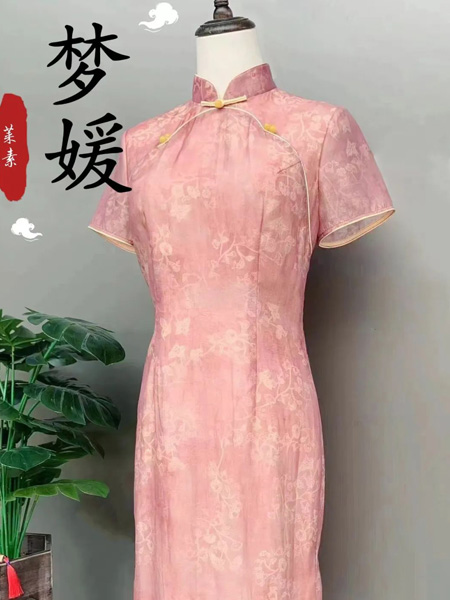 莱素女装品牌2022夏季淑女简约风气质款旗袍