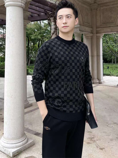 法拉狄奥男装品牌2022秋冬棋盘格百搭上衣